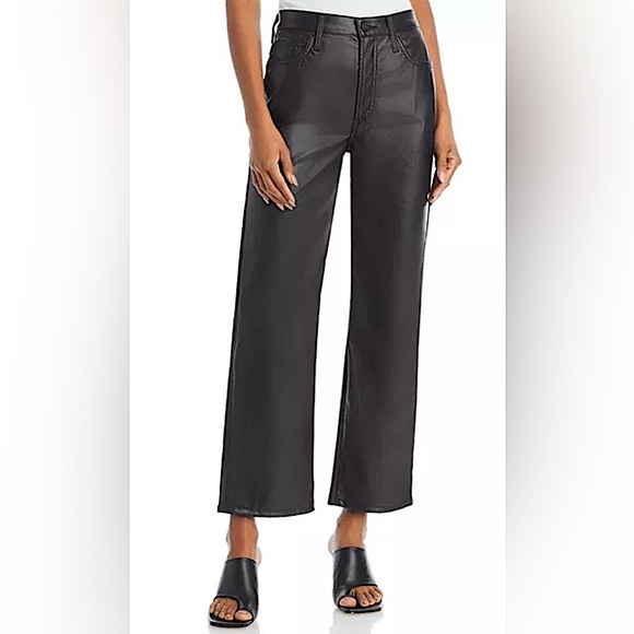 NWT MOTHER The Rambler High Rise Faux Leather Straight Leg Jeans. Size 28. - Picture 1 of 10